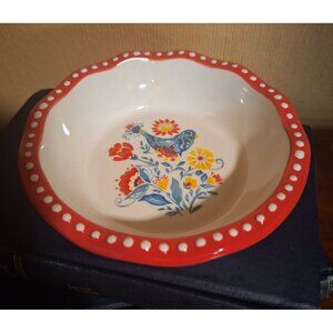 Pioneer Woman Mazie Stoneware Blue Bird, Red/Blue Floral Mini Pie Plate